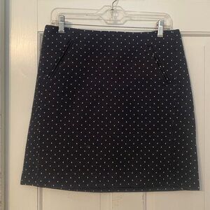 LOFT Skirt Navy Blue w/ White Polka Dots sz 8